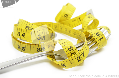 Image of Steel fork and measuring tape