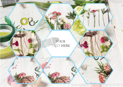 Image of The florist desktop with working tools