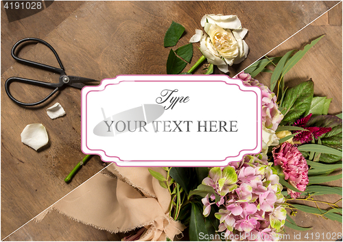 Image of The florist desktop with working tools