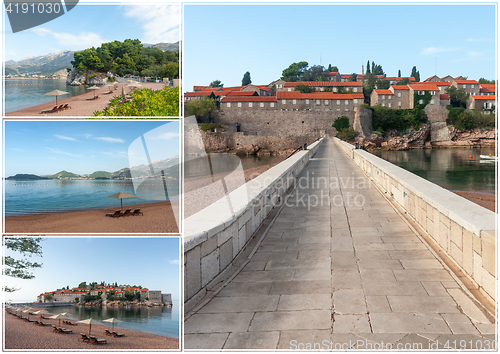 Image of The collage of Sveti Stefan island in Montenegro