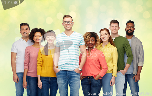 Image of international group of happy smiling people