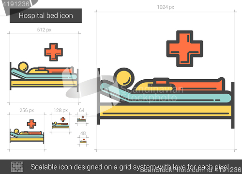 Image of Hospital bed line icon.