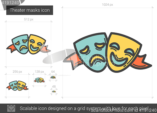 Image of Theater masks line icon.