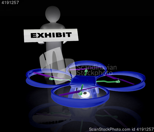 Image of Drone, quadrocopter, with photo camera at the technical exhibiti