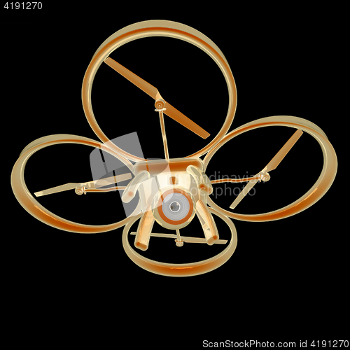 Image of Drone, quadrocopter, with photo camera flying. 3d render