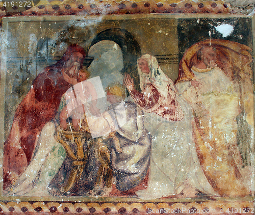 Image of Presentation of Jesus at the Temple, fresco paintings in the old church