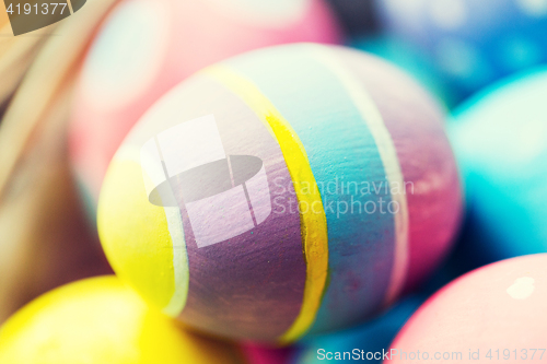 Image of close up of colored easter eggs