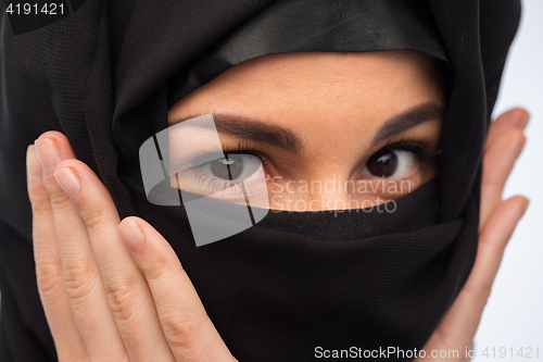 Image of  close up of muslim woman in hijab 