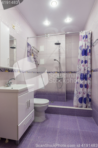 Image of The interior of a bathroom with WC