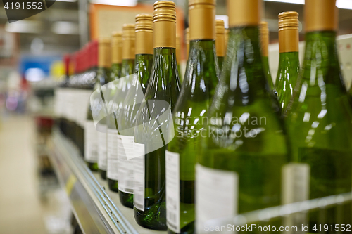 Image of close up of bottles at liquor store