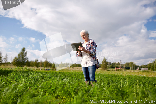 Image of senior woman with tablet pc computer at county