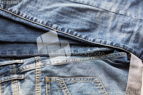 Image of close up of denim or jeans trousers