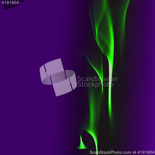 Image of Green Smoke On a Dark Purple Background