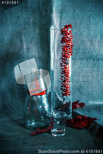 Image of Glassware And Necklace On Sackcloth