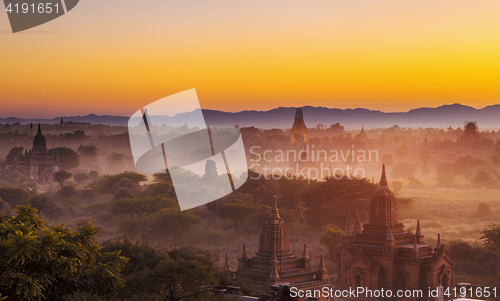 Image of Bagan temple during golden hour 