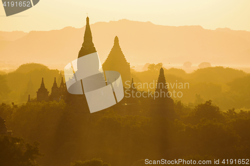 Image of Bagan temple during golden hour 