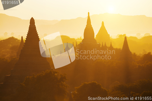 Image of Bagan temple during golden hour 