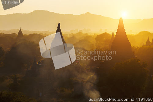 Image of Bagan temple during golden hour 