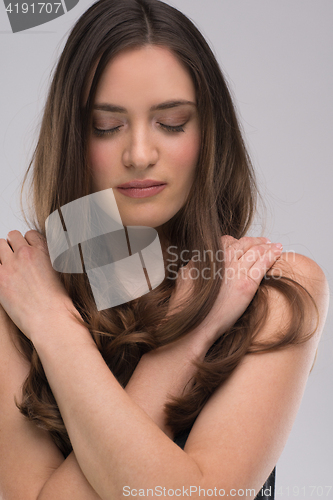 Image of portrait  of beautiful young brunette woman