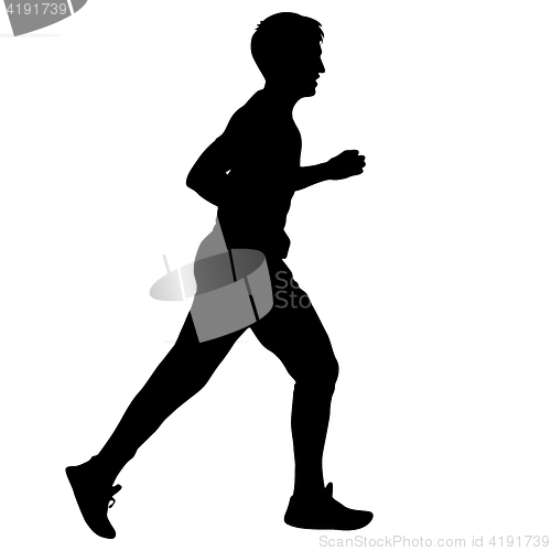 Image of Silhouettes. Runners on sprint, men. illustration