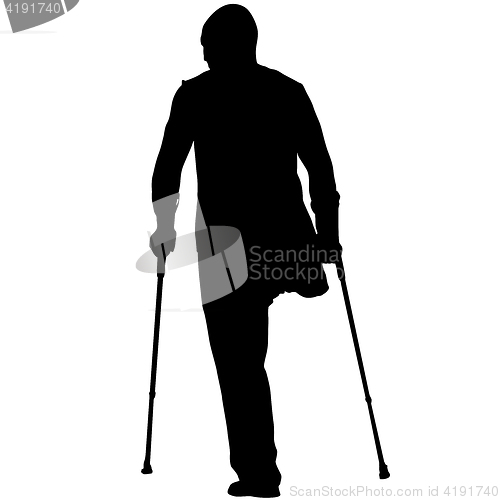 Image of Silhouette of disabled people on a white background. illustration