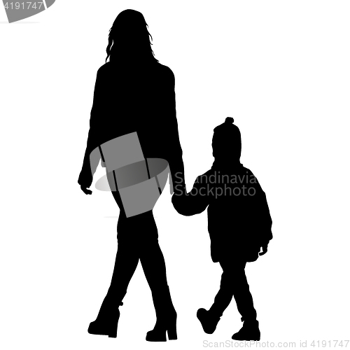 Image of Silhouette of happy family on a white background. illustration.