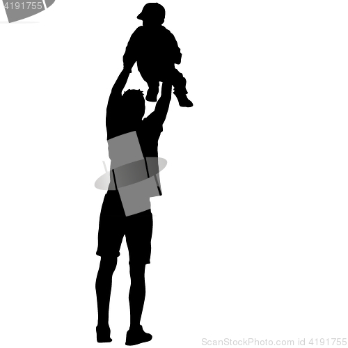 Image of Silhouette of happy family on a white background. illustration.