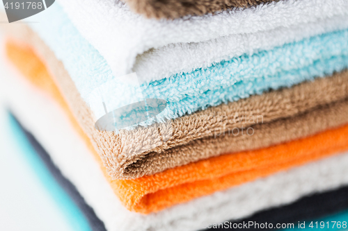 Image of close up of stacked bath towels