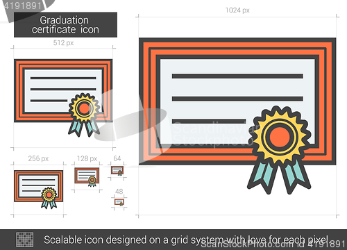 Image of Graduation certificate line icon.