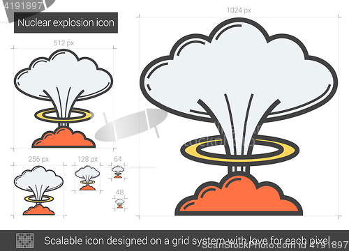 Image of Nuclear explosion line icon.