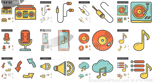 Image of Music line icon set.