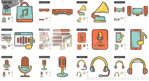 Image of Music line icon set.