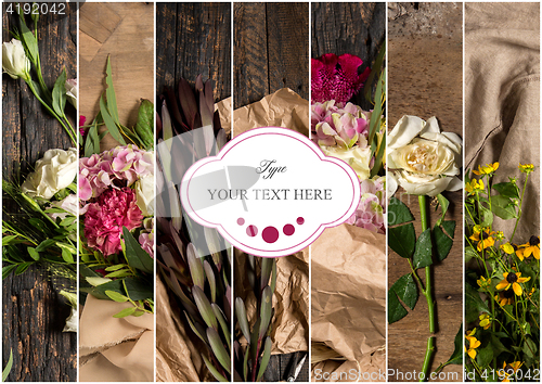 Image of The florist desktop with working tools