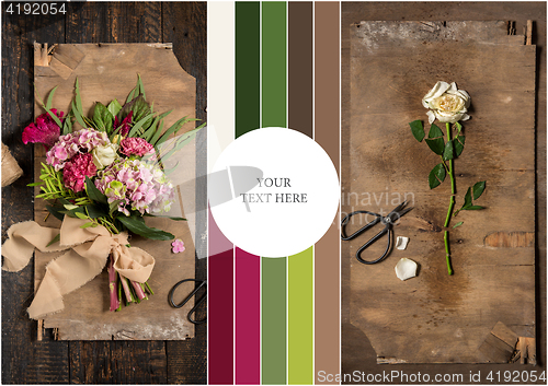 Image of The florist desktop with working tools