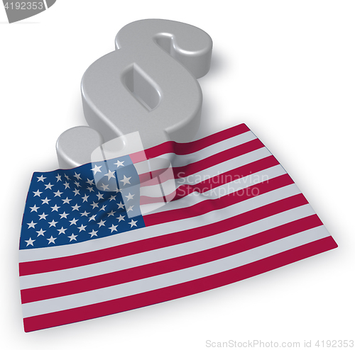 Image of usa flag and paragraph symbol - 3d illustration