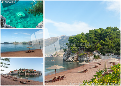 Image of The collage of Sveti Stefan island in Montenegro