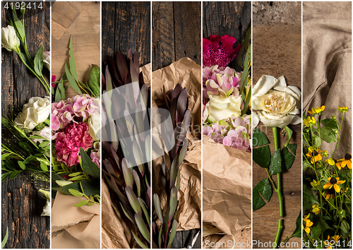 Image of The florist desktop with working tools