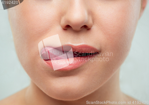 Image of The close up shot of woman lips