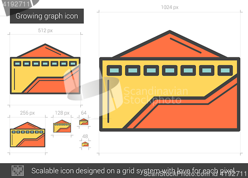 Image of Growing graph line icon.