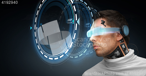 Image of man with futuristic glasses and sensors