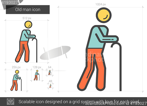 Image of Old man line icon.