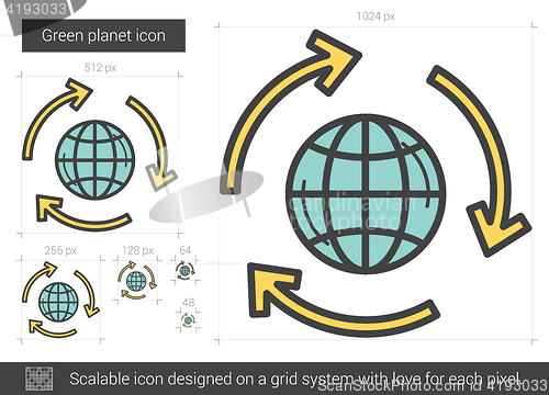 Image of Green planet line icon.