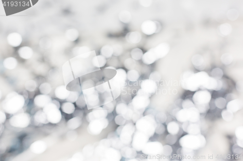 Image of blurred silver christmas lights bokeh