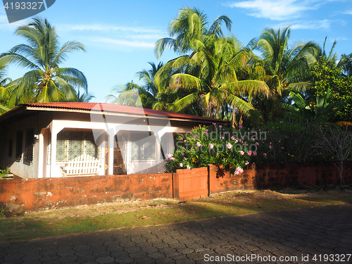 Image of typical island house architecture palm trees Big Corn Island Nic