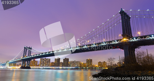 Image of Manhattan bridge at dusk, New York City.