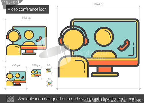 Image of Video conference line icon.