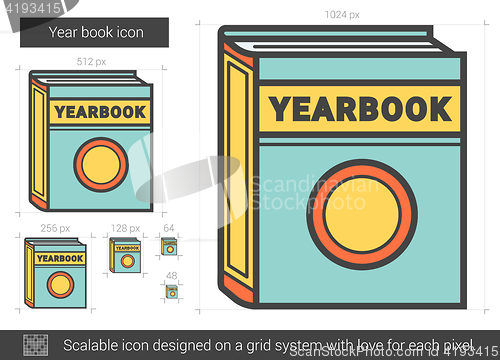 Image of Year book line icon.