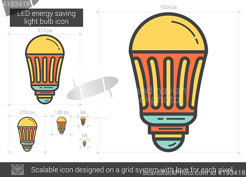 Image of LED energy saving light bulb line icon.