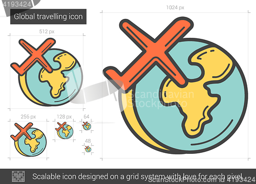 Image of Global traveling line icon.