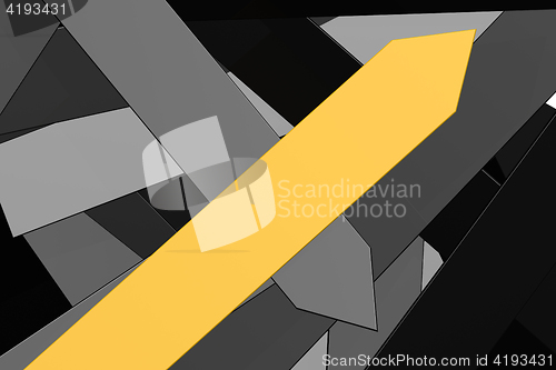 Image of Group of black arrows and yellow arrow pointing upward